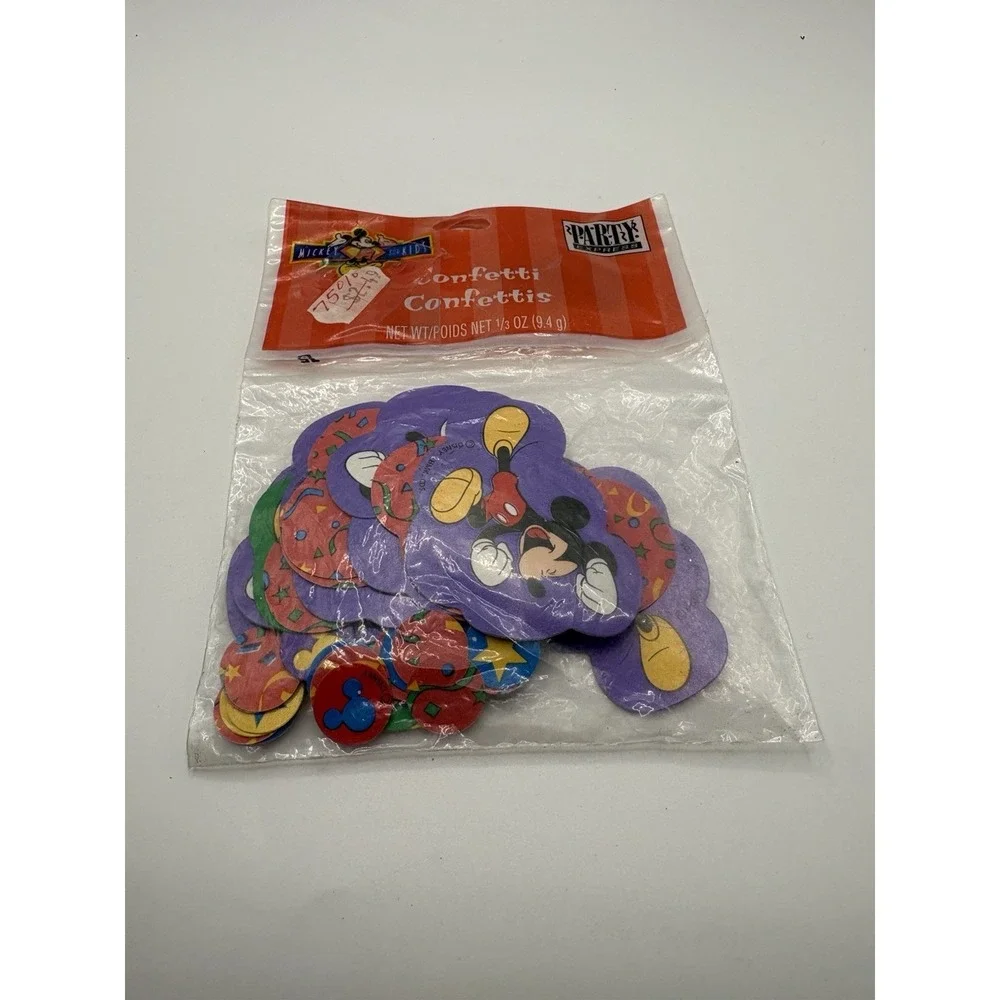 Vtg Party Express Hallmark Mickey Mouse Confetti Birthday Plates, Cups& Confetti